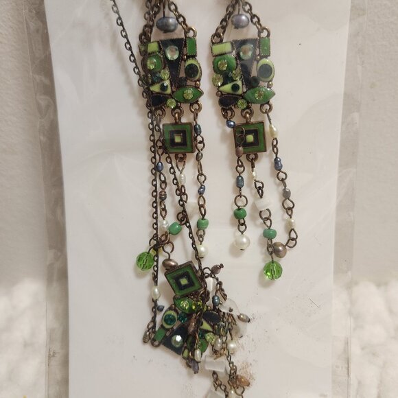 Christina Collection Jewelry Set Mosaic Design Necklace with Matching Earrings - Picture 3 of 10